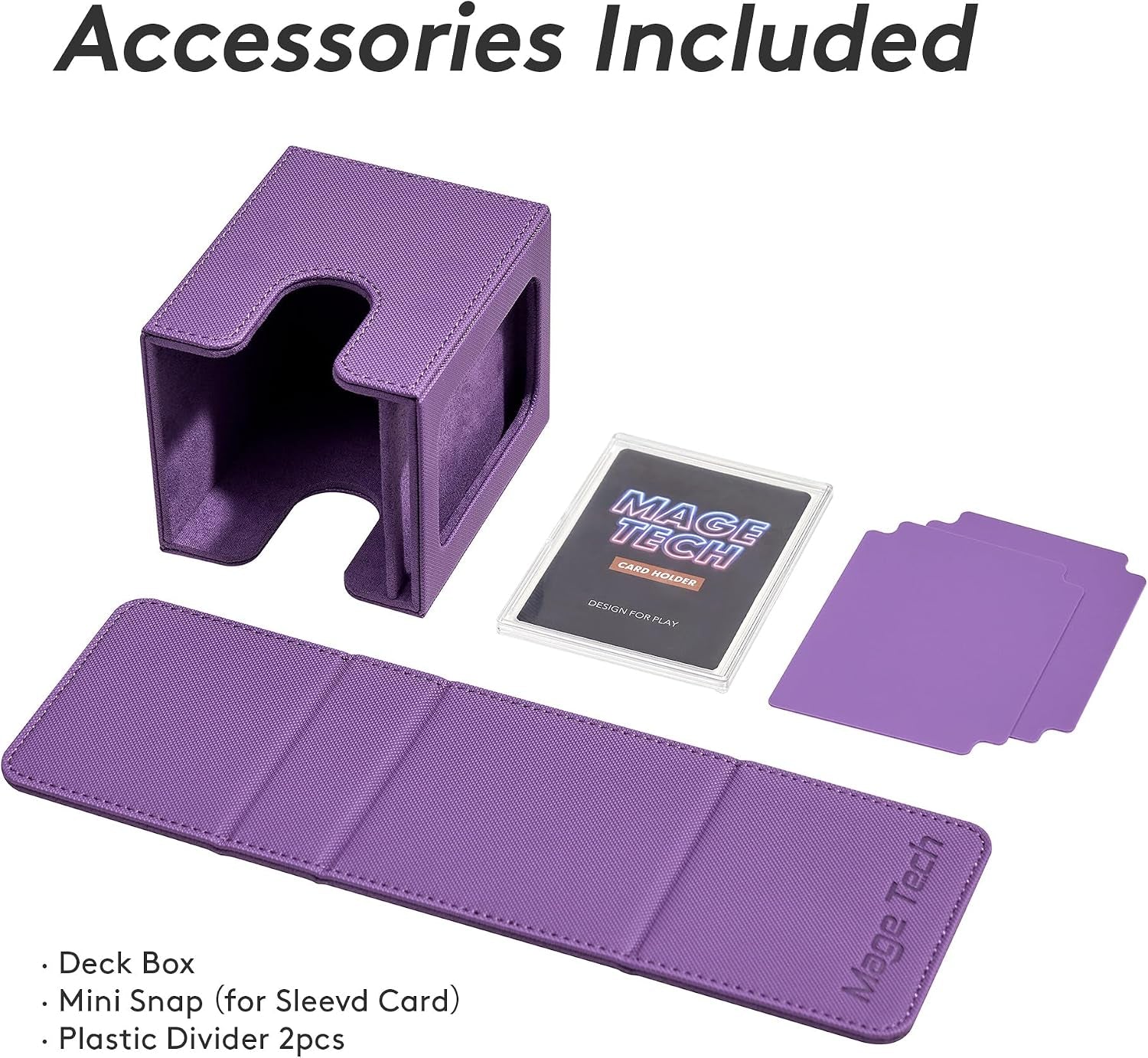 Commander Deck Box Lite - Card Display with Mini Snap Card Holder & Removable Cover, Fits 100+ Single-Sleeved Cards, Ideal for MTG, PTCG, OPCG, SWU & More(Purple)