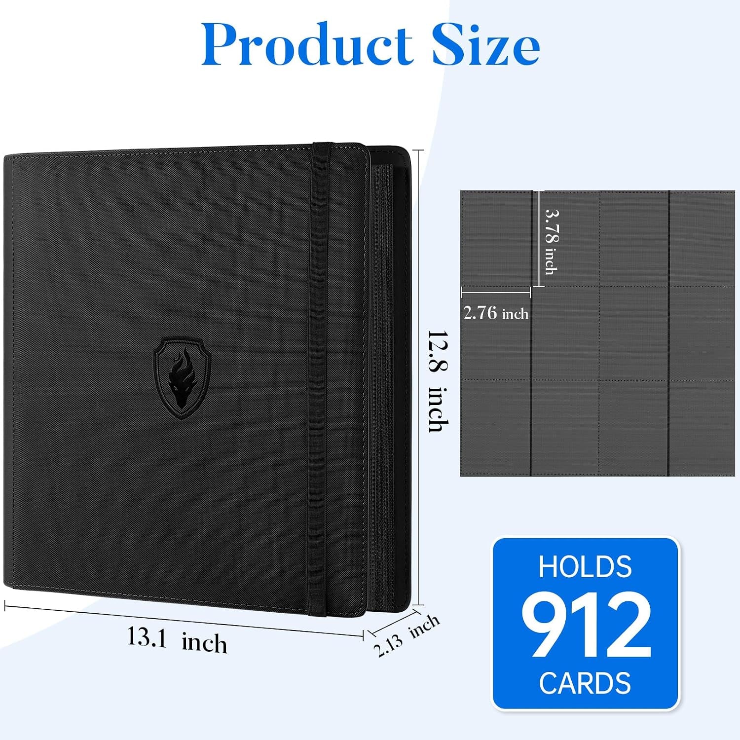 12-Pocket Trading Card Binder for 912 Cards with PU Leather Cover