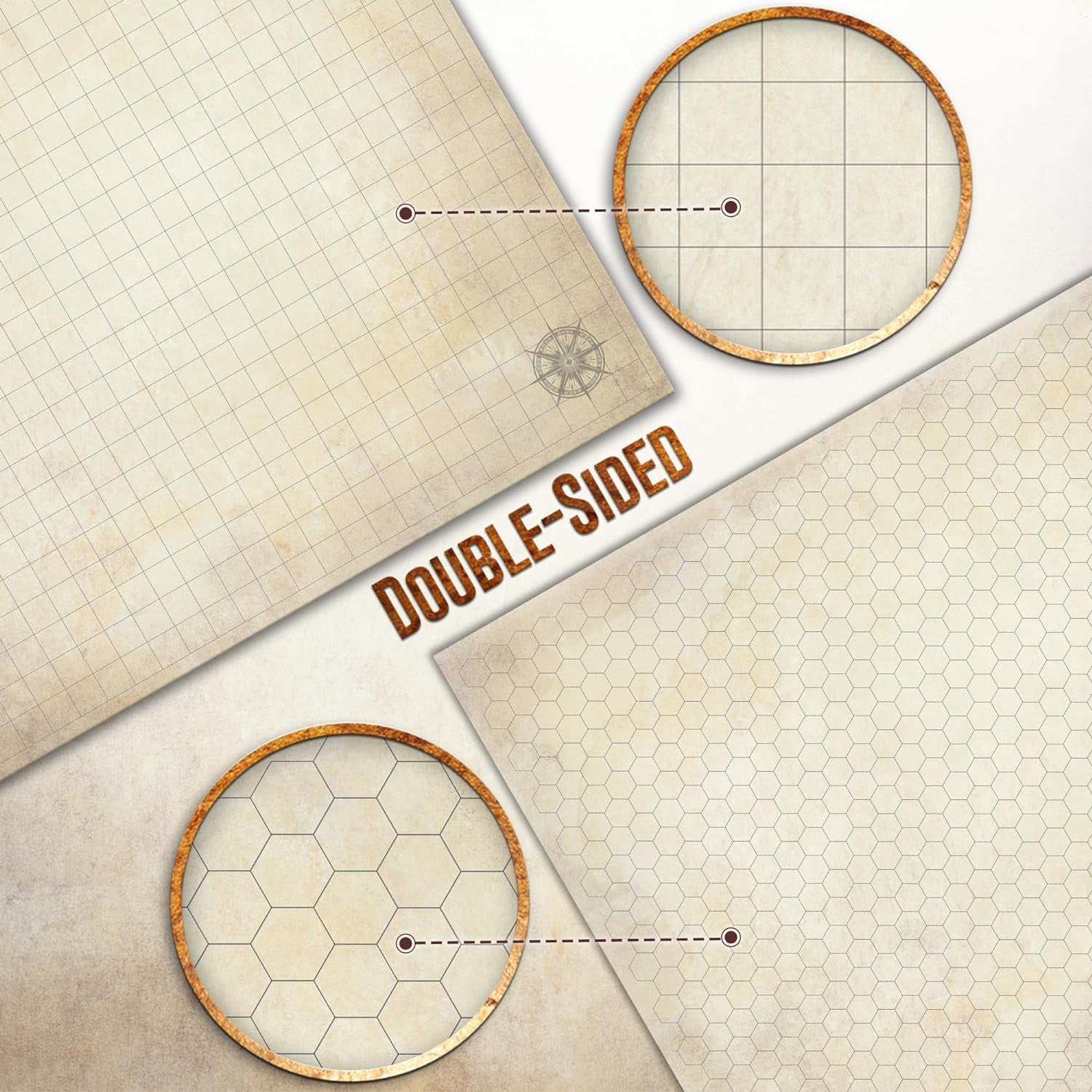 Ultimate DND Map Starter Set - 23” X 27" Double-Sided Battle Terrain Grid for Epic Tabletop Adventures - Wet & Dry Erase with Essential Accessories