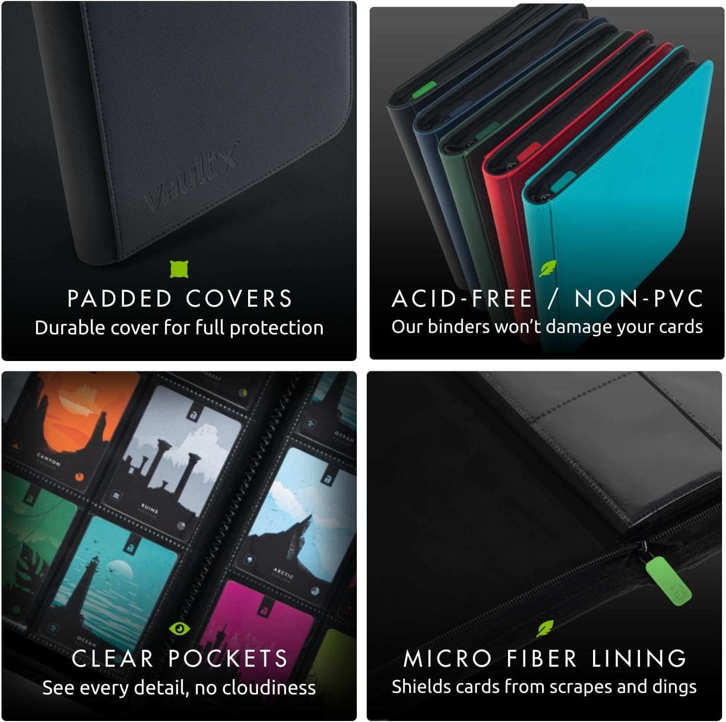 9 Pocket Zip Trading Card Binder 360 Cards Exo-Tec (Black)