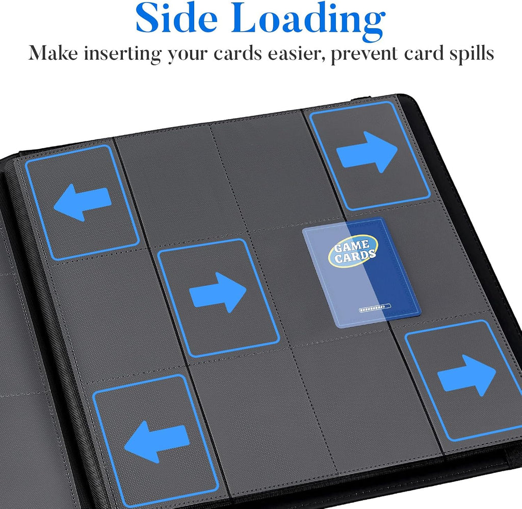 12-Pocket Trading Card Binder for 912 Cards with PU Leather Cover