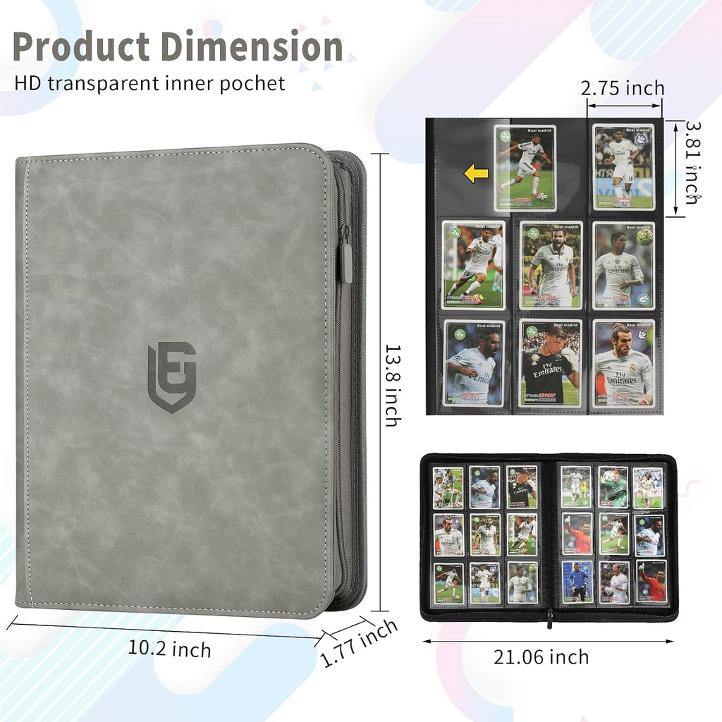9 Pocket Card Binder,540 Pocket Trading Card Binders,Loading Pocket Collectible Card Album for MTG, TCG, Sport Card, Game Cards Grey