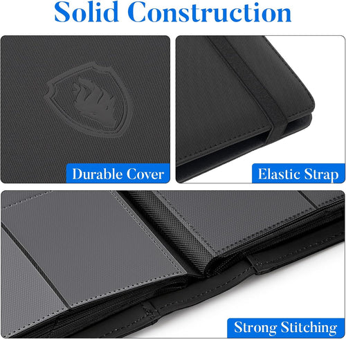 12-Pocket Trading Card Binder for 912 Cards with PU Leather Cover