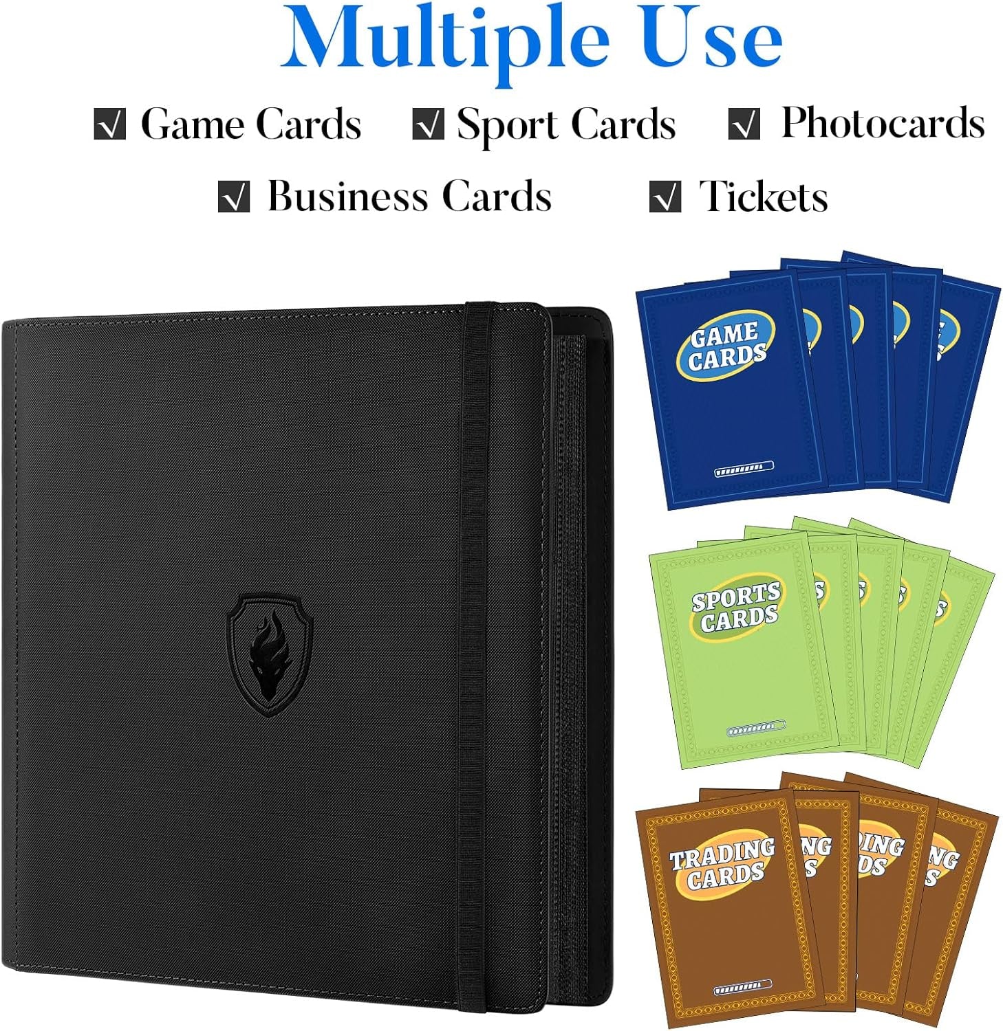 12-Pocket Trading Card Binder for 912 Cards with PU Leather Cover