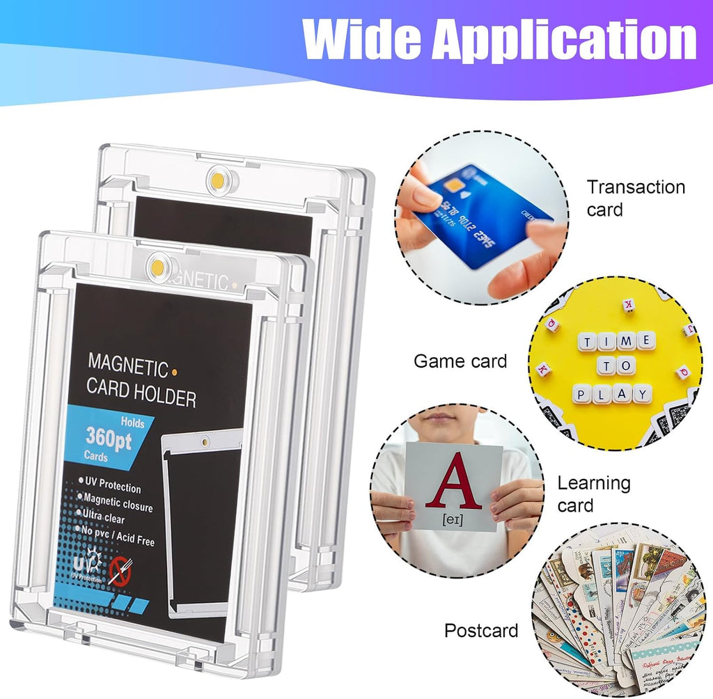 20 Pcs 360Pt Magnetic Card Holder Clear Trading Card Sleeves, Magnetic Cards Case U-V Thick Protection Sleeves Hard Plastic Cards Case for Trading Sports Games Storing Displaying