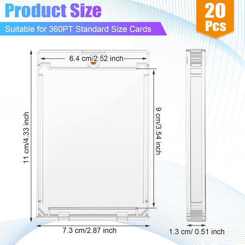 20 Pcs 360Pt Magnetic Card Holder Clear Trading Card Sleeves, Magnetic Cards Case U-V Thick Protection Sleeves Hard Plastic Cards Case for Trading Sports Games Storing Displaying