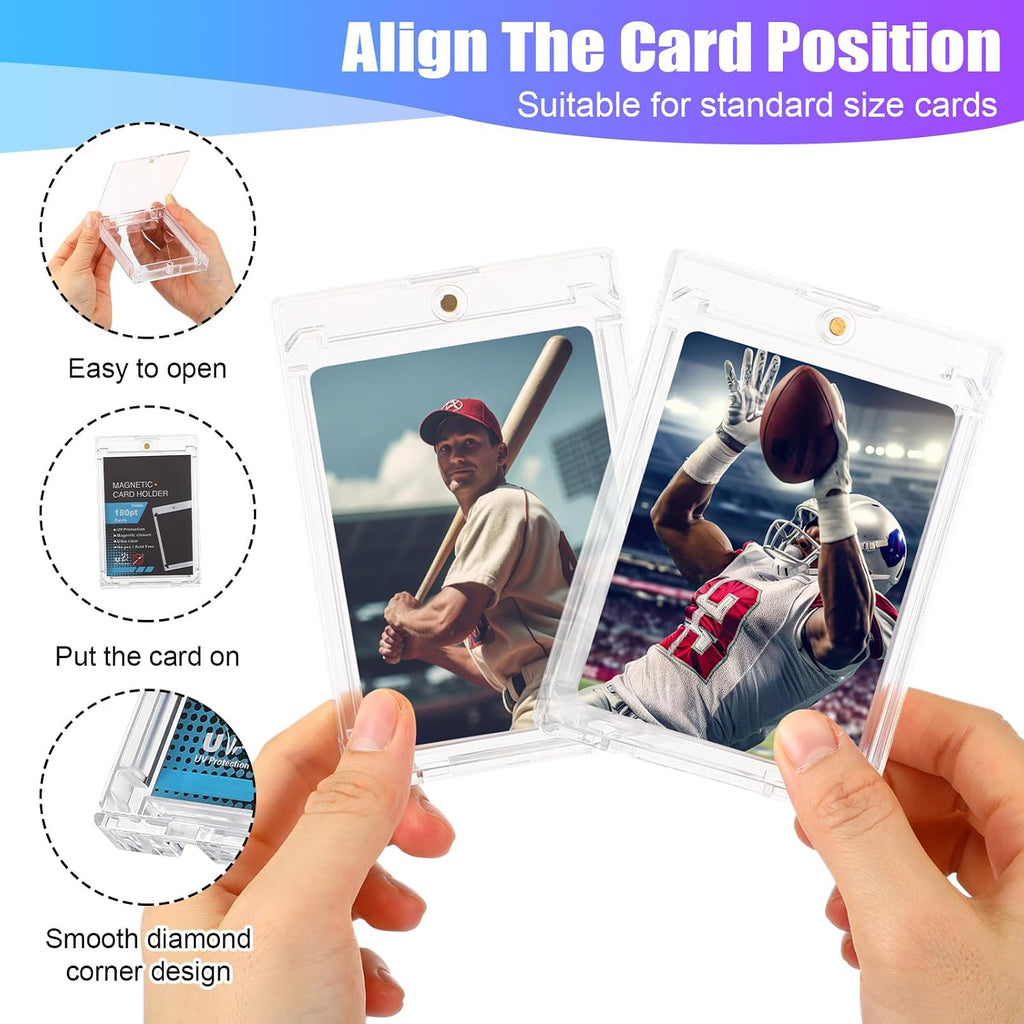 20 Pcs 360Pt Magnetic Card Holder Clear Trading Card Sleeves, Magnetic Cards Case U-V Thick Protection Sleeves Hard Plastic Cards Case for Trading Sports Games Storing Displaying