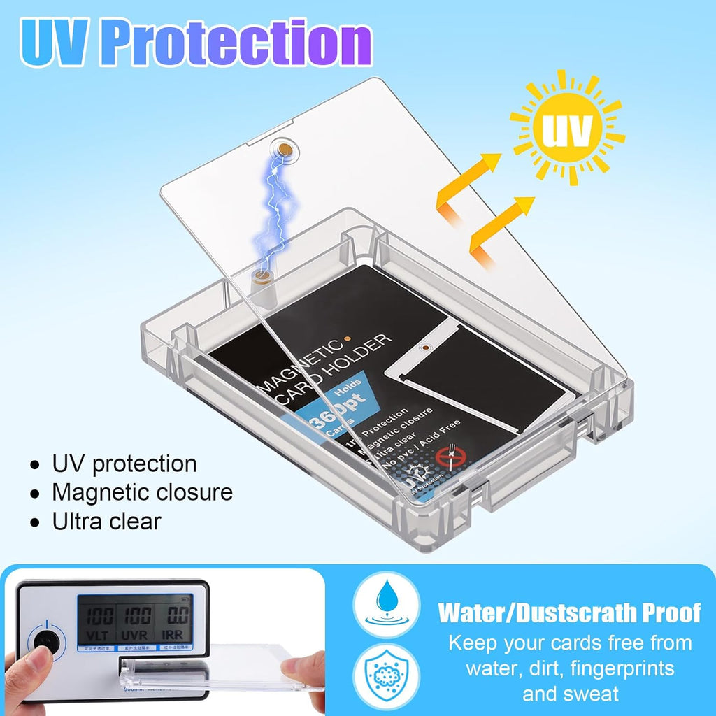 20 Pcs 360Pt Magnetic Card Holder Clear Trading Card Sleeves, Magnetic Cards Case U-V Thick Protection Sleeves Hard Plastic Cards Case for Trading Sports Games Storing Displaying