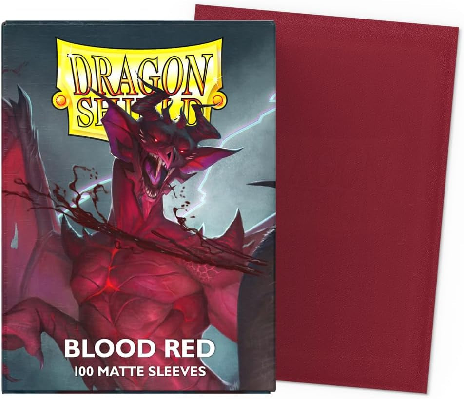 | Standard Size Card Matte Sleeves | 100 CT - Smooth & Tough Premium TCG Sleeves | Compatible with Pokemon, Flesh & Blood, One Piece & Magic the Gathering | Blood Red