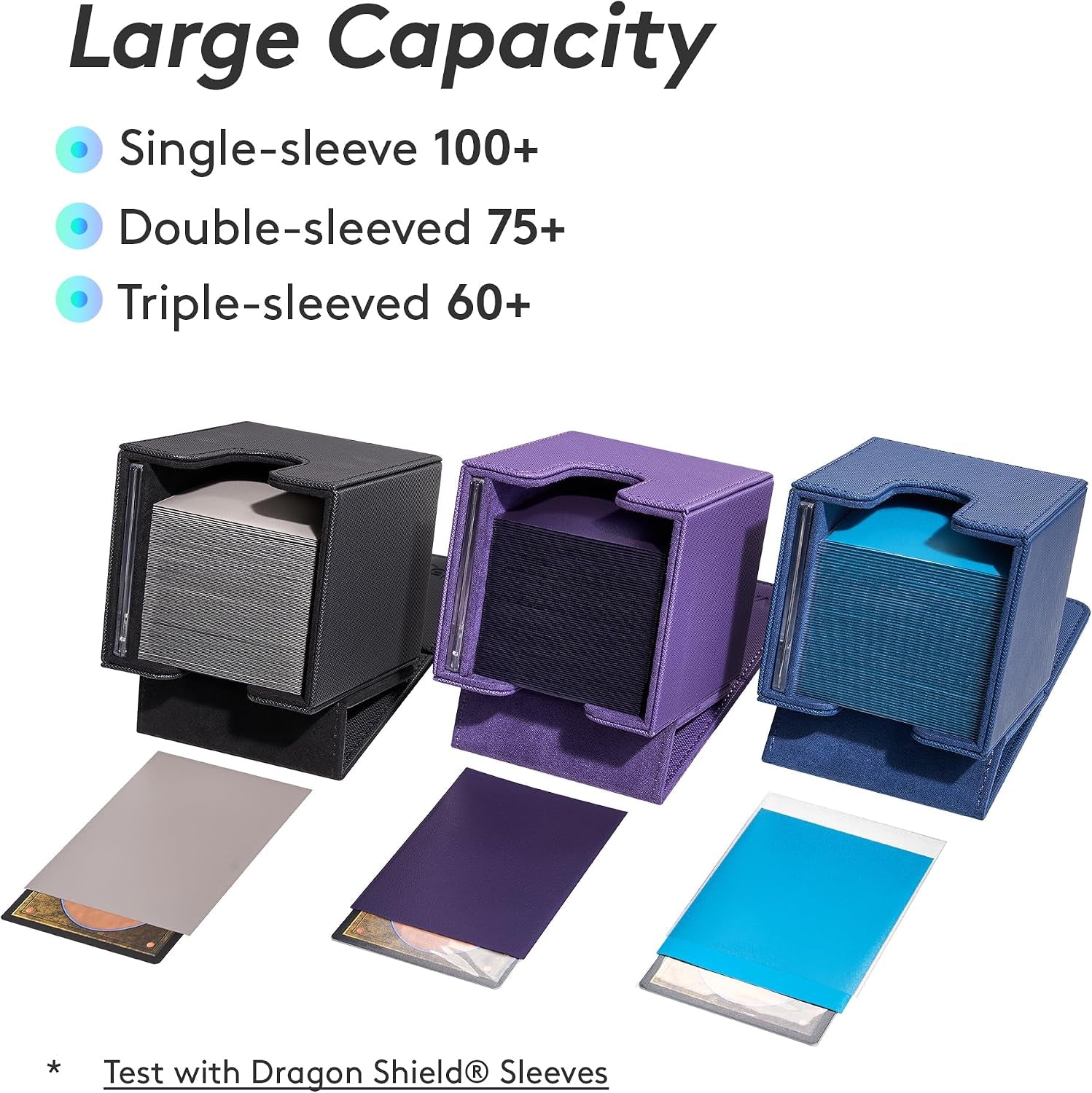 Commander Deck Box Lite - Card Display with Mini Snap Card Holder & Removable Cover, Fits 100+ Single-Sleeved Cards, Ideal for MTG, PTCG, OPCG, SWU & More(Purple)