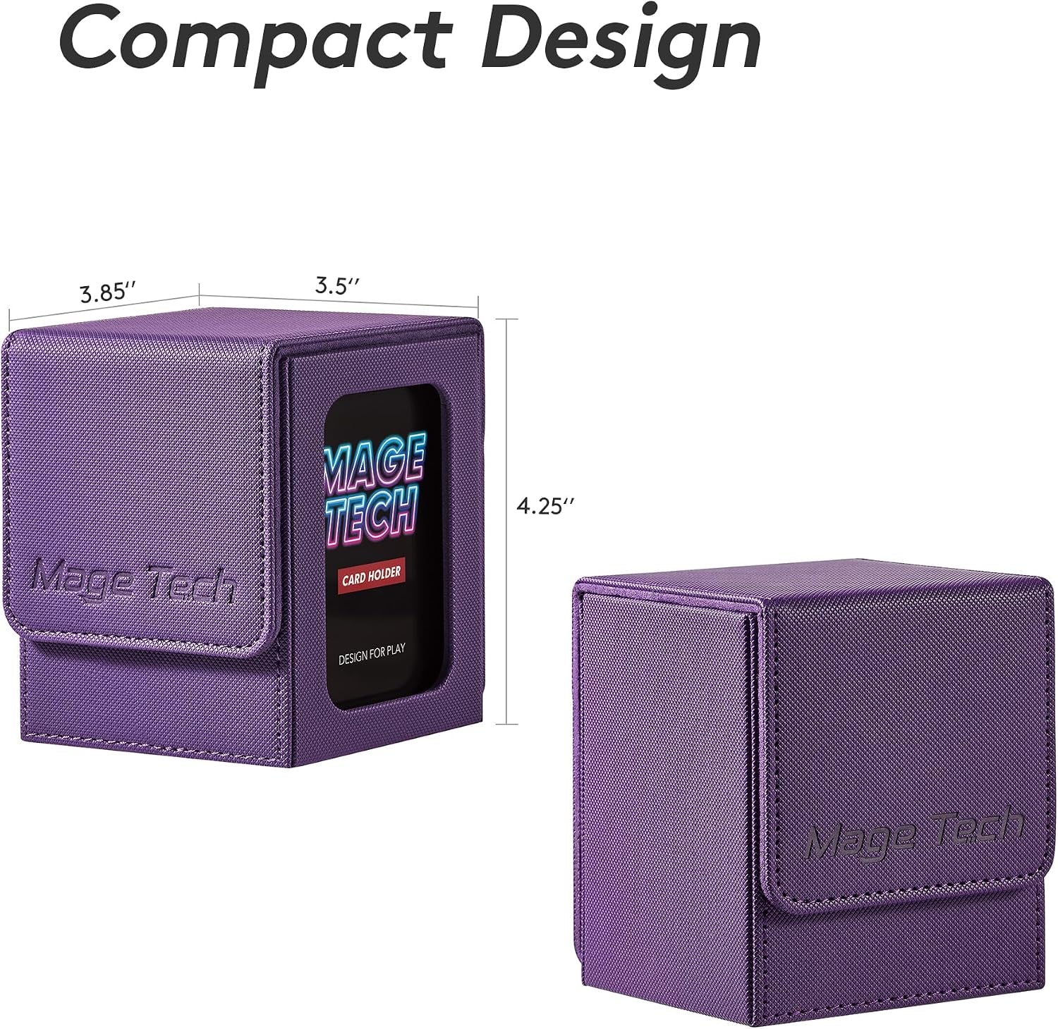Commander Deck Box Lite - Card Display with Mini Snap Card Holder & Removable Cover, Fits 100+ Single-Sleeved Cards, Ideal for MTG, PTCG, OPCG, SWU & More(Purple)