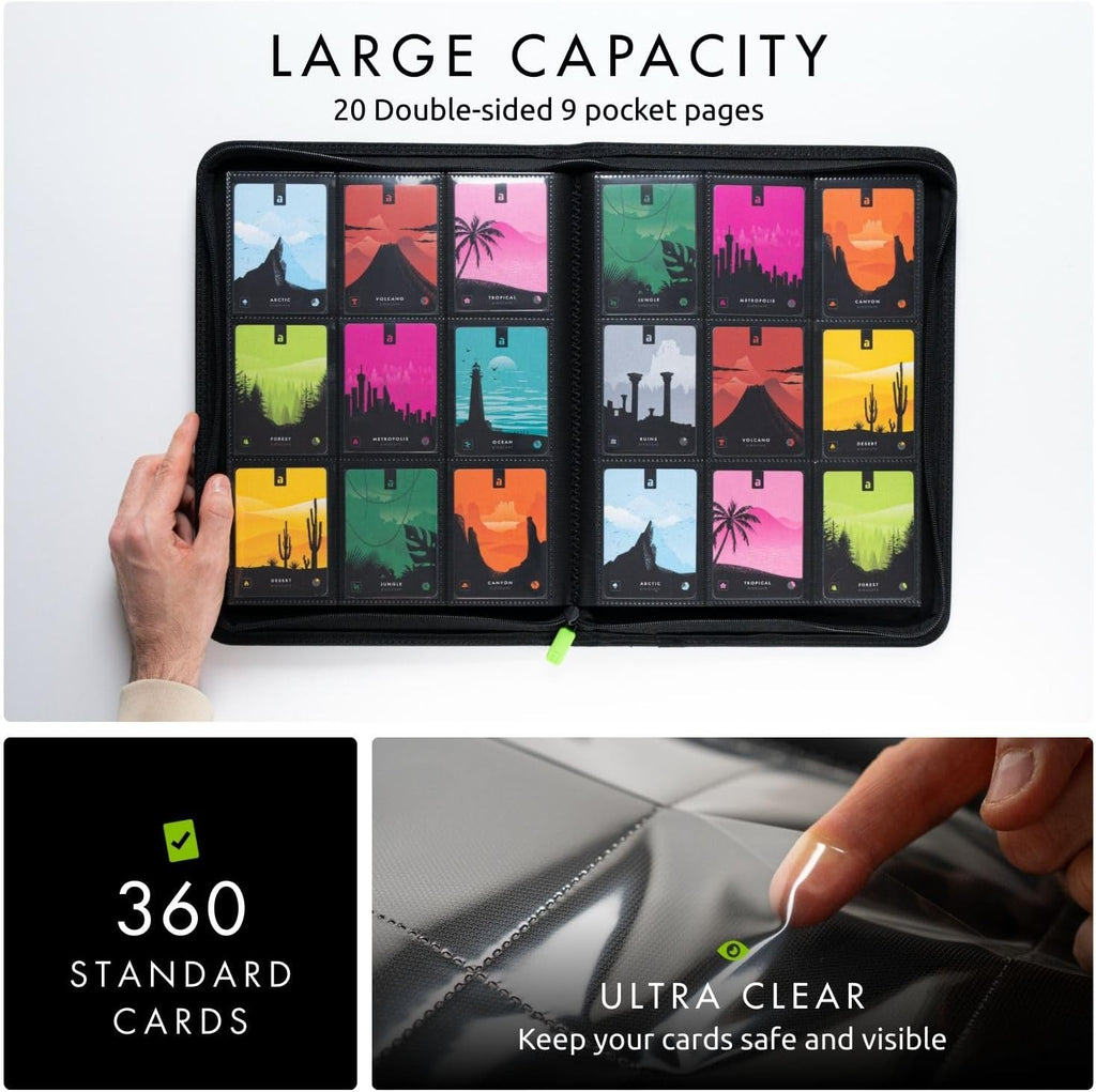 9 Pocket Zip Trading Card Binder 360 Cards Exo-Tec (Black)