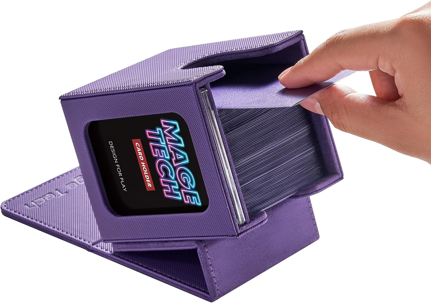 Commander Deck Box Lite - Card Display with Mini Snap Card Holder & Removable Cover, Fits 100+ Single-Sleeved Cards, Ideal for MTG, PTCG, OPCG, SWU & More(Purple)