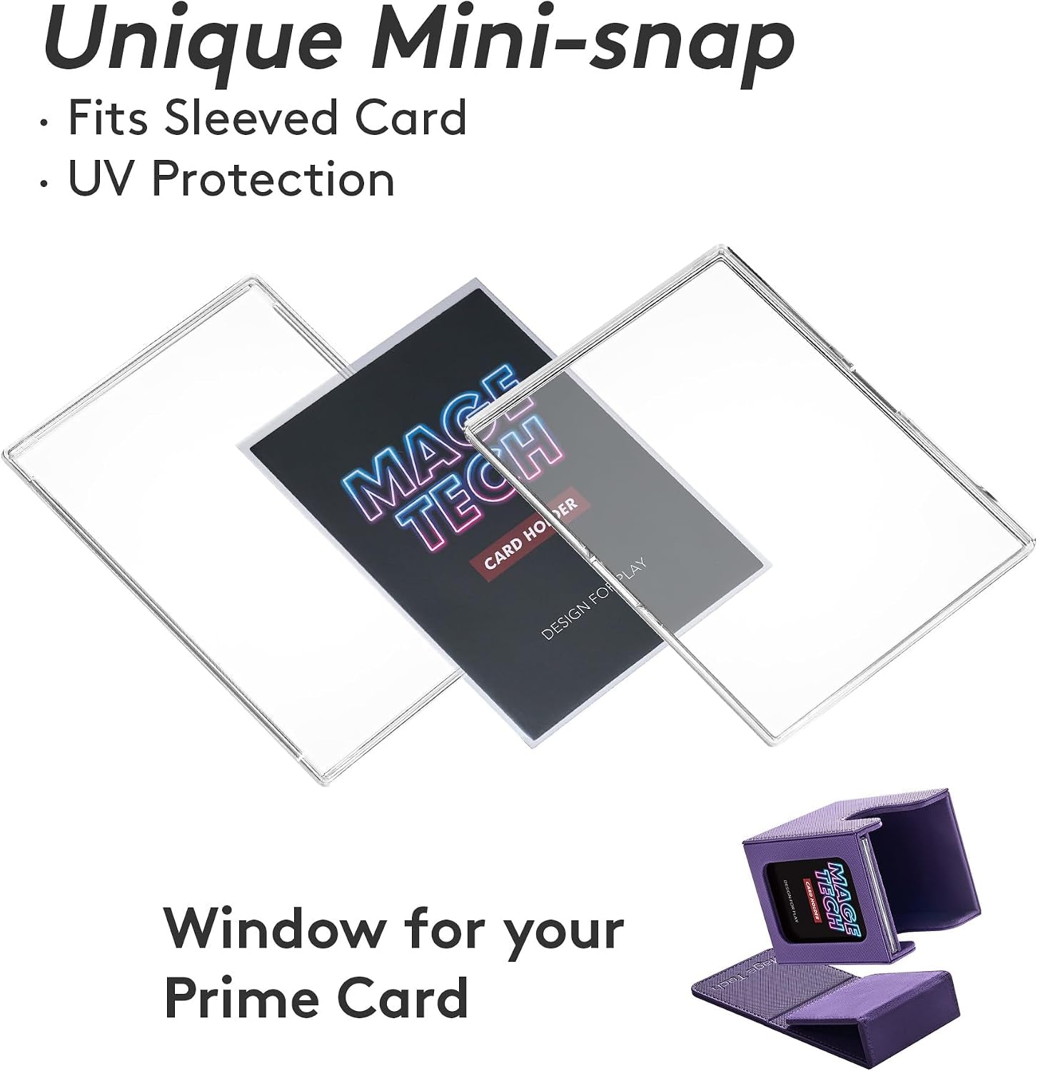 Commander Deck Box Lite - Card Display with Mini Snap Card Holder & Removable Cover, Fits 100+ Single-Sleeved Cards, Ideal for MTG, PTCG, OPCG, SWU & More(Purple)
