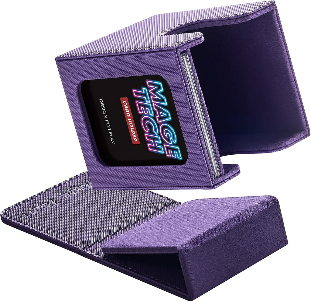 Commander Deck Box Lite - Card Display with Mini Snap Card Holder & Removable Cover, Fits 100+ Single-Sleeved Cards, Ideal for MTG, PTCG, OPCG, SWU & More(Purple)