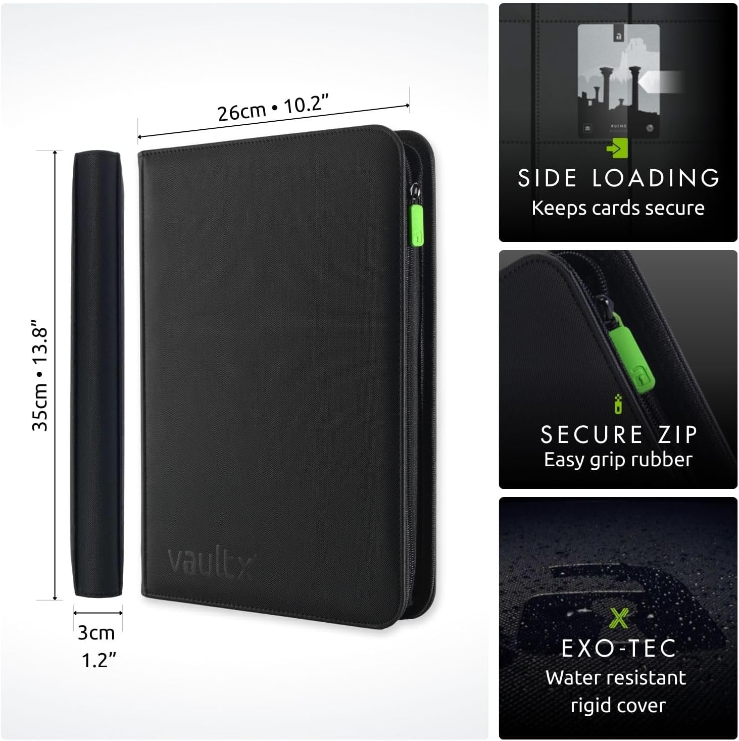 9 Pocket Zip Trading Card Binder 360 Cards Exo-Tec (Black)
