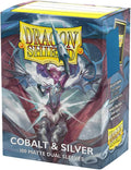 | Matte Dual Standard Size Card Sleeves | 100 - Smooth & Tough Premium TCG Sleeves - Compatible with Pokemon, One Piece & Magic the Gathering | Cobalt & Silver
