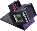 Card Deck Box for MTG Commander - Patented Design, Commander Display, Fits 100 Double-Sleeved Cards, 35Pt Card Brick & Dice Tray - Black/Purple
